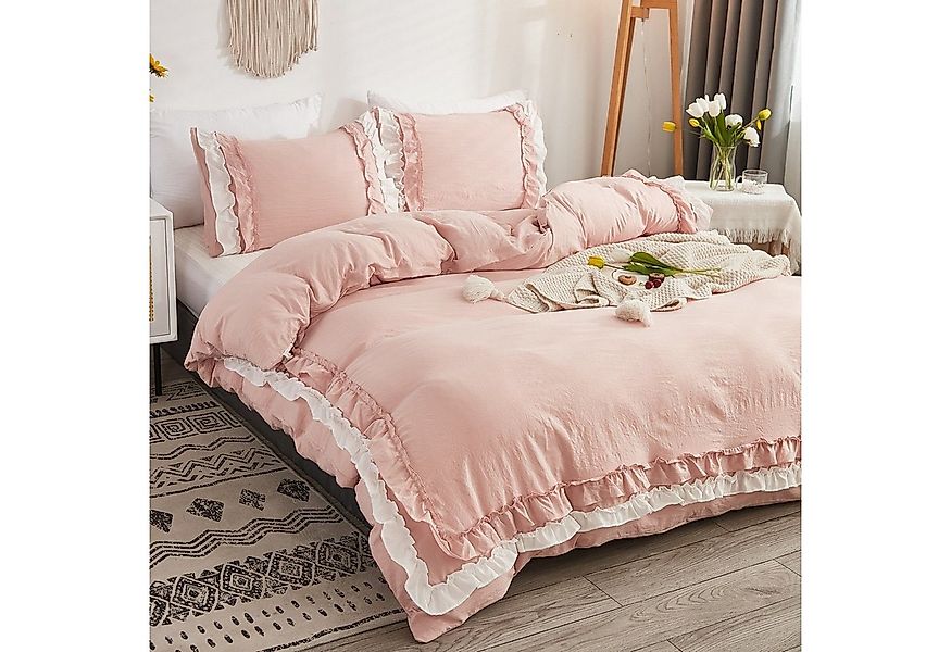 BYSURE Bettwäsche, Polyester, 3 teilig, Doppelschicht Rüschen Bettwäsche Se günstig online kaufen