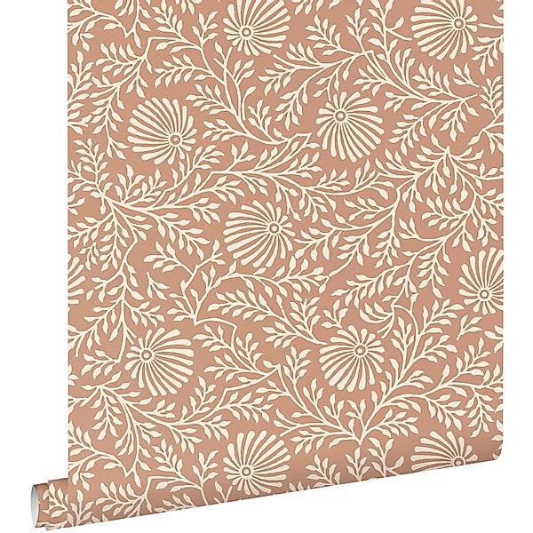 ESTAhome Tapete Blumenmuster Terrakottarosa 50 X 900 Cm 131517 günstig online kaufen