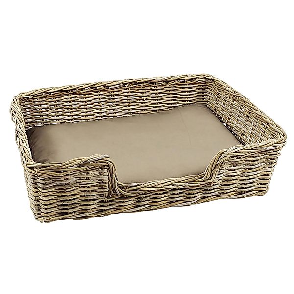 Kobolo Hundekorb aus Stabilem Rattan Geflochten mit Kissen Gr L 94Lx74B cm günstig online kaufen