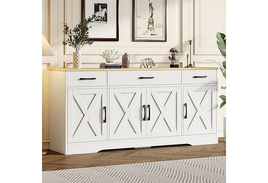 STILVORA Sideboard Multifunktionsschrank Buffetschrank landhausstil mit 3 S günstig online kaufen