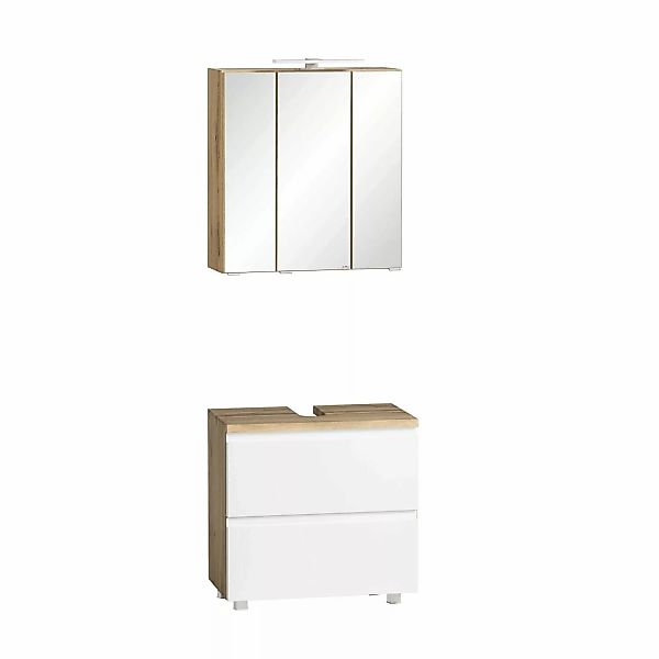 Held Möbel 2-tlg. Unterbecken-Set Ancona 60 cm matt Weiß-Wotaneiche günstig online kaufen