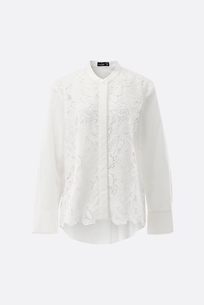 Stehkragenbluse mit Spitze an der Vorderseite günstig online kaufen