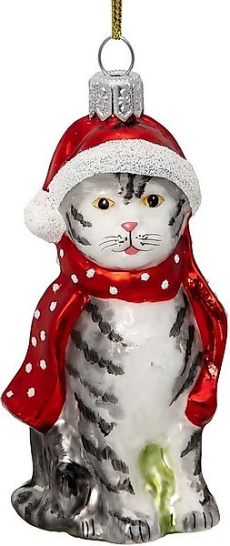 SIKORA Christbaumschmuck Katze mit Mütze Besondere Weihnachtskugel Glas Fig günstig online kaufen