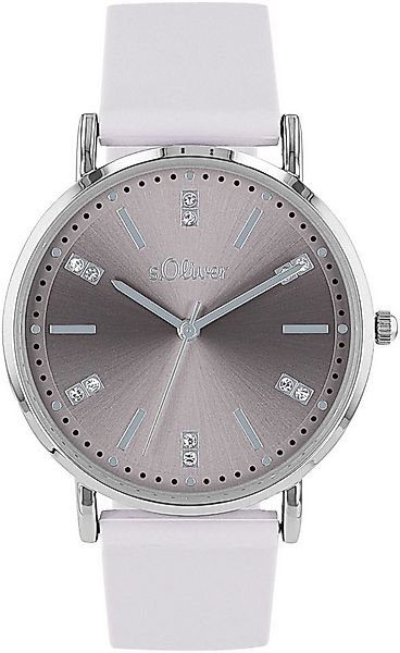 s.Oliver Quarzuhr 2038368, Armbanduhr, Damenuhr, Kristallsteine, Silikonarm günstig online kaufen