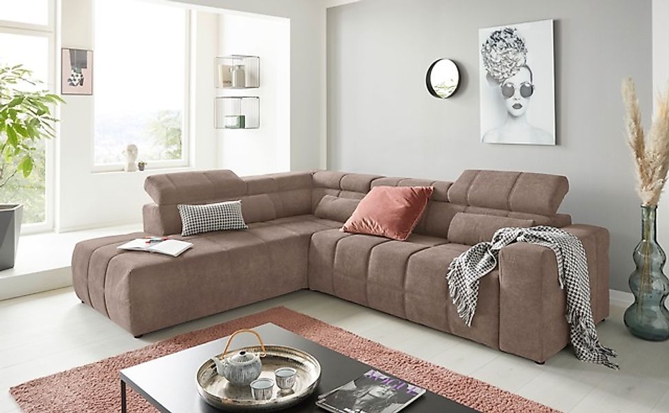 DOMO collection Ecksofa »Brandon L-Form, auch in Leder«, inklusive Kopfteil günstig online kaufen