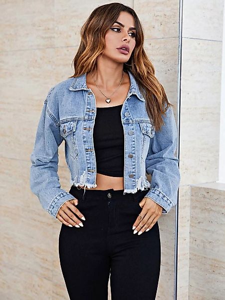 FIDDY Funktions-Kapuzensweatjacke Modische Damen-Jeansjacke zerrissene verk günstig online kaufen