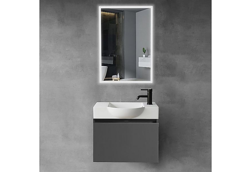 Alpenberger Badmöbel-Set Waschbecken mit Unterschrank 55 cm Breit, (Waschti günstig online kaufen