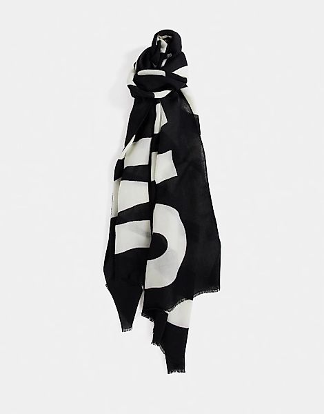 Moschino – Schal in Schwarz mit großem Logo günstig online kaufen