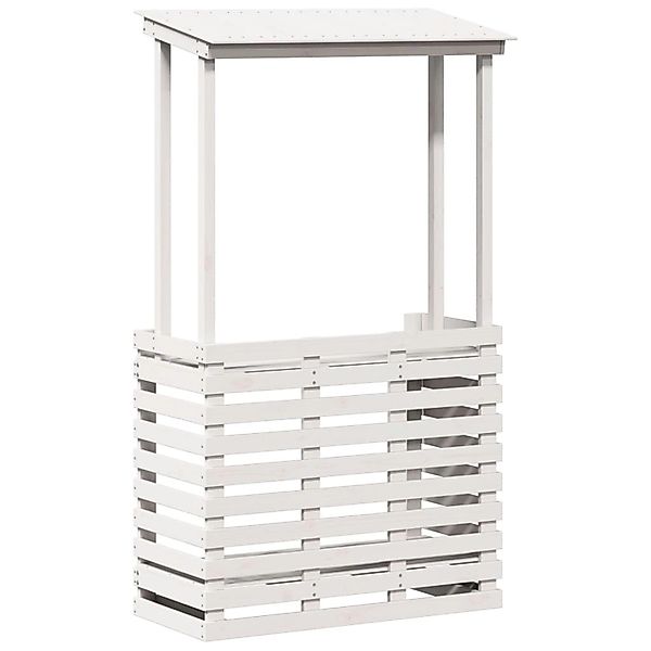 vidaXL Gartenbar mit Dach Weiß 112,5x57x195,5 cm Massivholz Kiefer 832535 günstig online kaufen