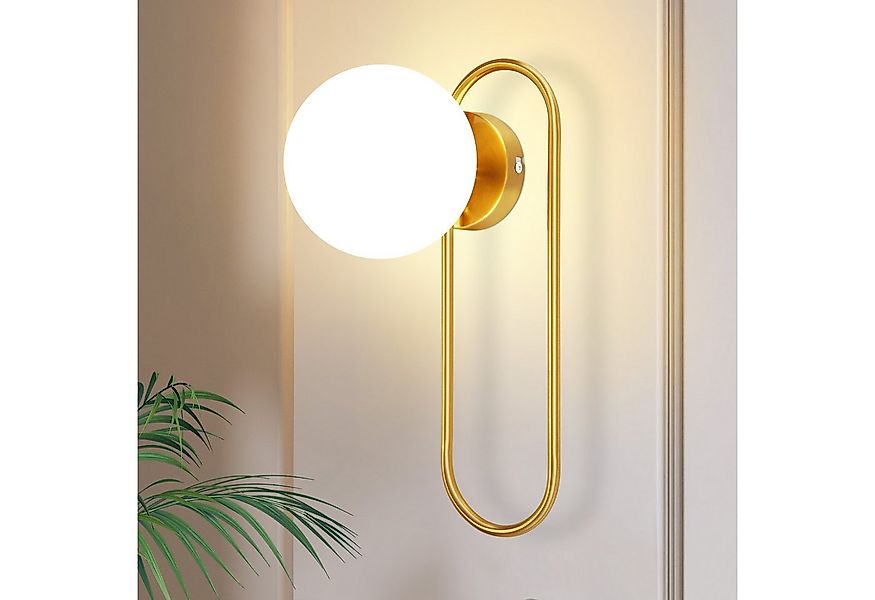 Nettlife Wandleuchte Wandleuchte Innen E14 Glaskugel Gold, LED wechselbar, günstig online kaufen