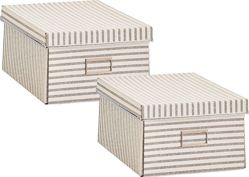 Zeller Present Aufbewahrungsbox Stripes, Pappe, beige günstig online kaufen