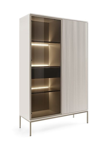 Goldstoff Vitrine LED, Glasfront, Schublade, kaschmir, günstig online kaufen