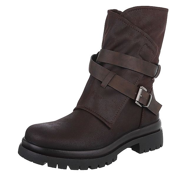 Ital-Design Modische Boots mit Riemen und profiliertem Absatz Westernstiefe günstig online kaufen