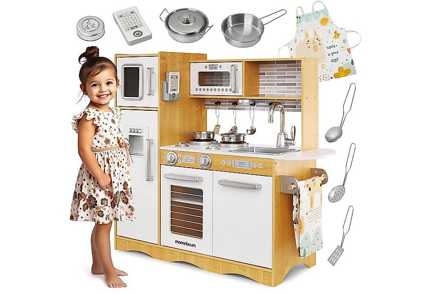 Mamabrum Kinder-Küchenset XXL-Holzküche mit LED-Beleuchtung, Schürze und Zu günstig online kaufen