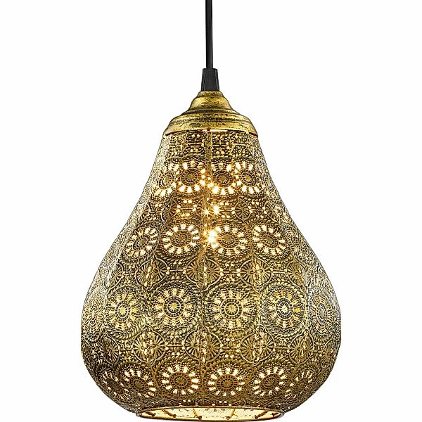 Orientalische Pendellampe Jasmin in Altmessing günstig online kaufen