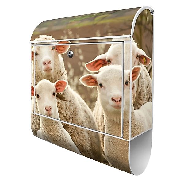 Banjado Design Briefkasten Weiß Pulverbeschichtet 39x47x14cm 2 Schlüssel Mi günstig online kaufen