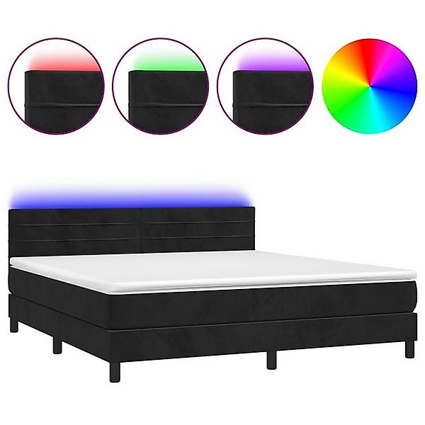 vidaXL Bettgestell Boxspringbett mit Matratze LED Schwarz 180x200 cm Samt B günstig online kaufen