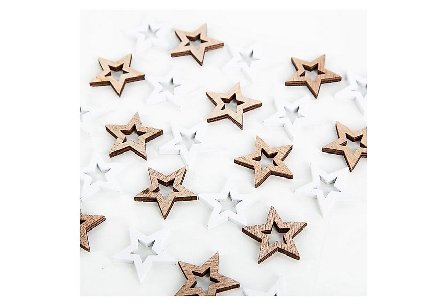 Logbuch-Verlag Dekofigur 24 Mini Holzsterne weiß braun Natur 2,5cm Set als günstig online kaufen