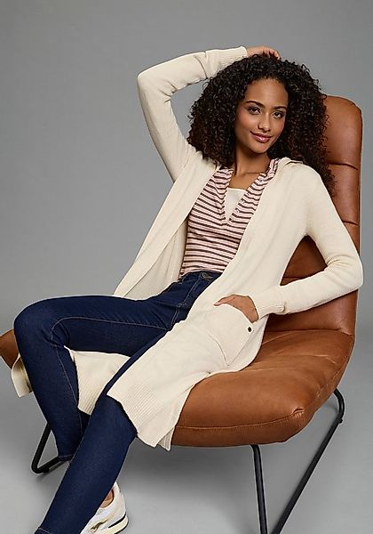 KangaROOS Longstrickjacke in offener Long-Form mit Kapuze günstig online kaufen