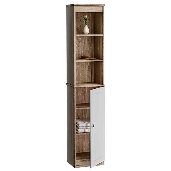 Badezimmerhochschrank Braun/Weiß 170x34x26cm günstig online kaufen