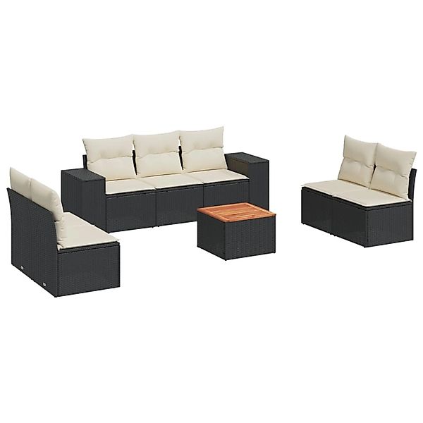 vidaXL 8-Tlg Garten-Sofagarnitur mit Kissen Schwarz Poly Rattan 3257729 günstig online kaufen