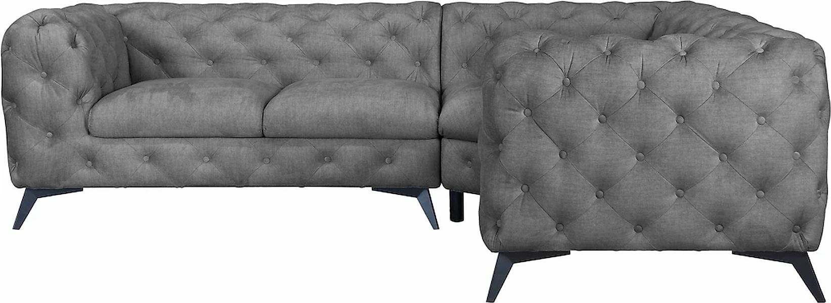 Leonique Chesterfield-Sofa "Ecksofa GLYNIS L-Form mit Wellenunterfederung, günstig online kaufen
