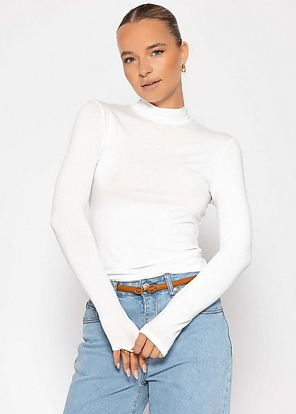 SASSYCLASSY Langarmshirt Langarmshirt Damen mit Rollkragen Elegant Figurbet günstig online kaufen