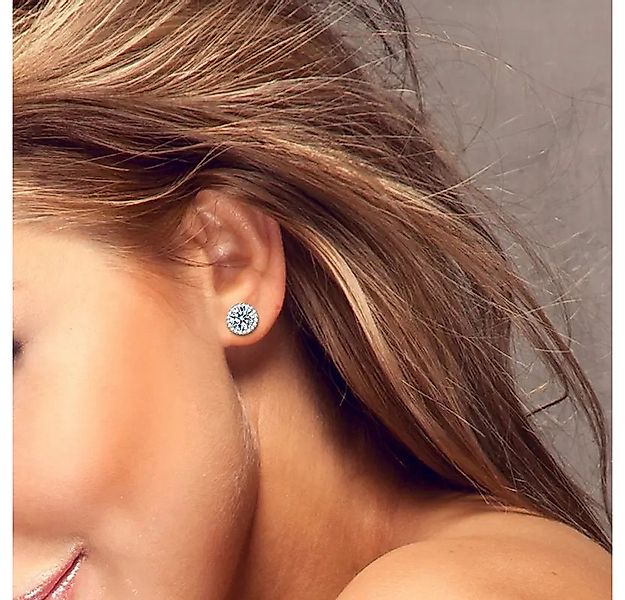 Runde Perlé Paar Ohrstecker elegante Ohrstecker grüne Moissanite, 1 Karat, günstig online kaufen