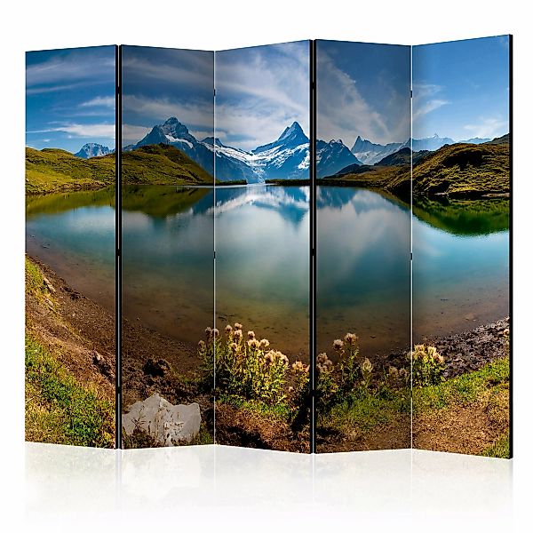 5-teiliges Paravent - Lake With Mountain Reflection, Switzerland Ii [room günstig online kaufen