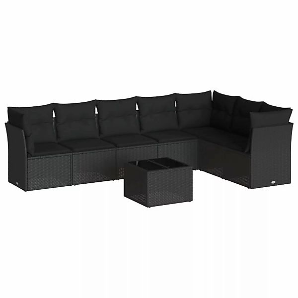 vidaXL 8-tlg Garten-Sofagarnitur mit Kissen Schwarz Poly Rattan Modell 83 günstig online kaufen