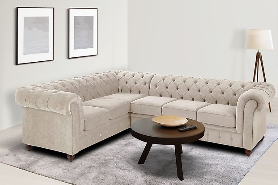 Home affaire Chesterfield-Sofa »Chesterfield Ecksofa, auch in Leder L-Form« günstig online kaufen