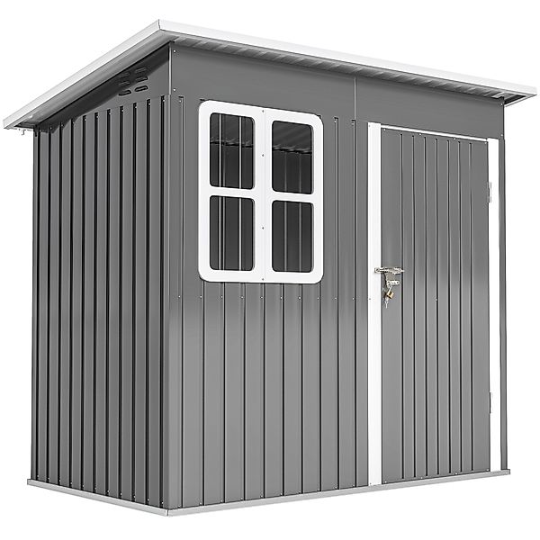 Outsunny Gerätehaus 2,55m², Gartenhaus mit Pultdach, 221 x 133 x 190/173 cm günstig online kaufen