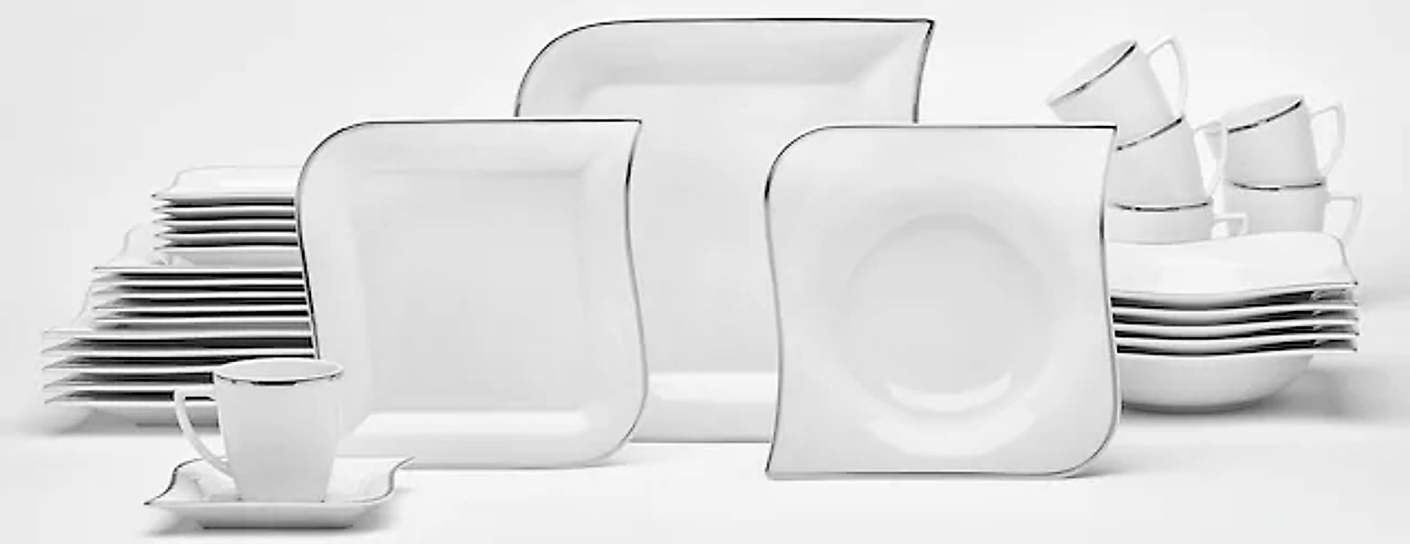 van Well Kombiservice »Geschirr-Set, Service Silverline« schwungvolle Form günstig online kaufen