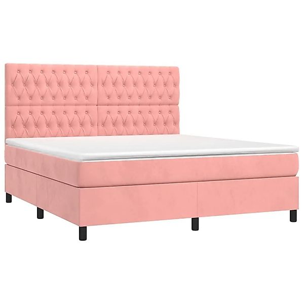 vidaXL Boxspringbett mit Matratze & LED Rosa 160x200 cm Samt 3136316 günstig online kaufen
