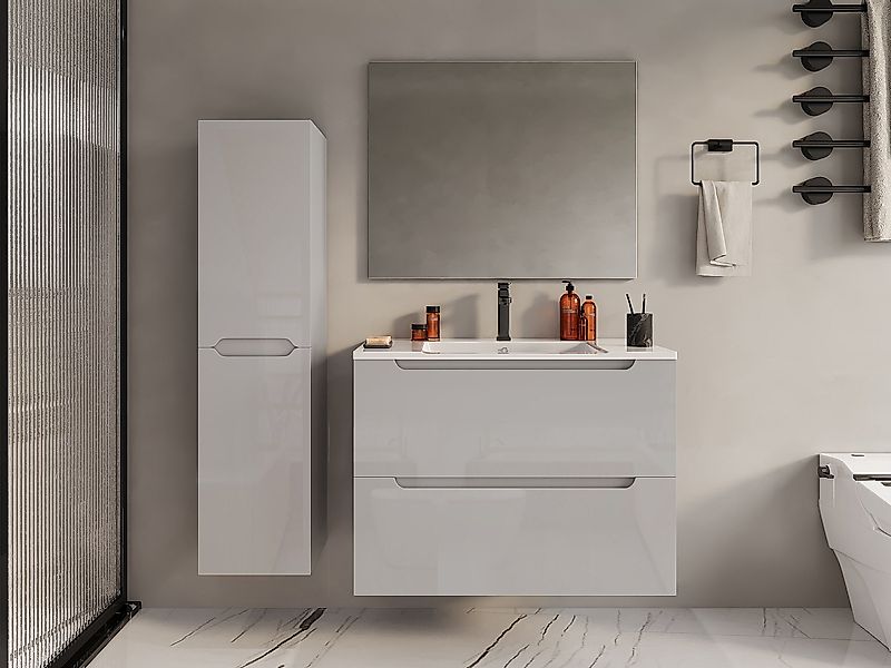 Badhochschrank hängend - B 30 x T 30 x H 120 cm - Weiß - STEFANIE günstig online kaufen