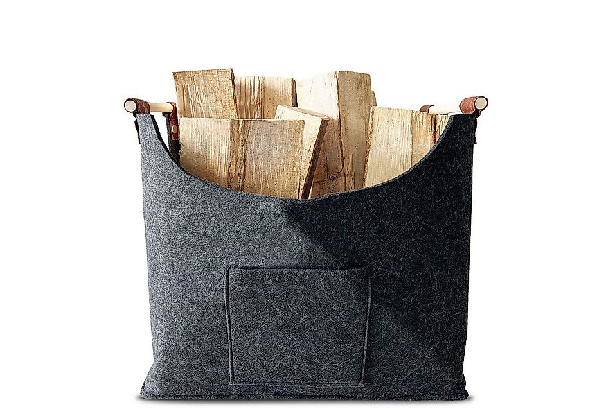 Karat Allzweckkorb Filztasche Vesta, Verstärkter Holzgriff, Faltbar, Kaminh günstig online kaufen