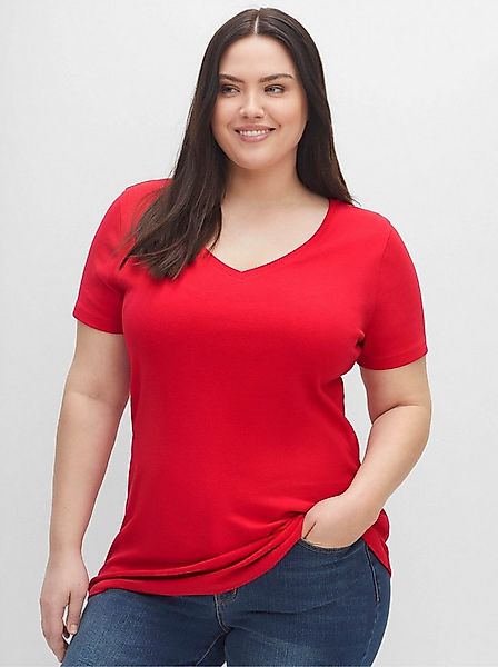 Sheego T-Shirt T-Shirt Kurzarm (2-tlg) im Doppelpack, mit V-Ausschnitt günstig online kaufen