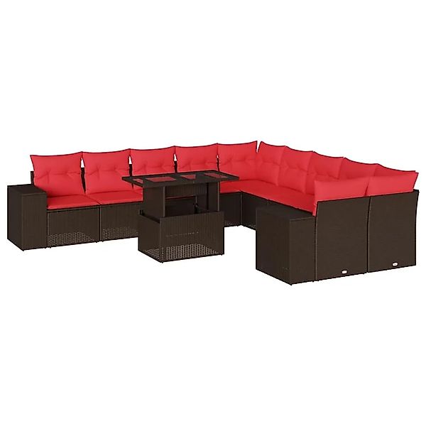 vidaXL 11-Tlg Gartensofa-Set mit Kissen Braun Polyrattan 3269434 günstig online kaufen
