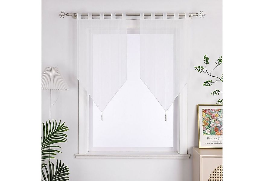 Joyswahl Scheibengardine (2 St), Schlaufen, transparent, Voile, mit Quaste günstig online kaufen