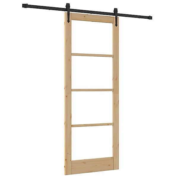 vidaXL Schiebetür Braun 83 x 211 cm Holz und Metall 3332391 günstig online kaufen