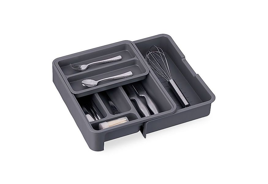 relaxdays Besteckkasten Ausziehbarer Besteckkasten in Dunkelgrau günstig online kaufen