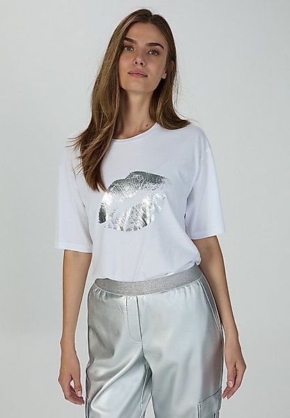 MARC AUREL T-Shirt mit Kussmund Print in Metallic-Optik günstig online kaufen