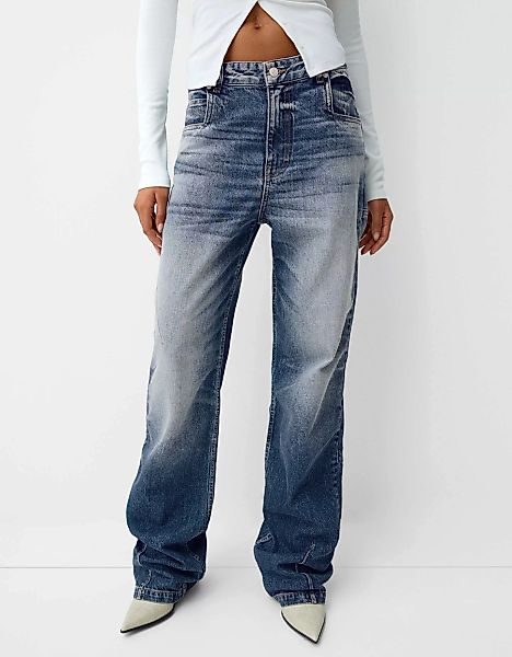 Bershka Baggy-Jeans Im Loose-Fit Damen 42 Blau günstig online kaufen