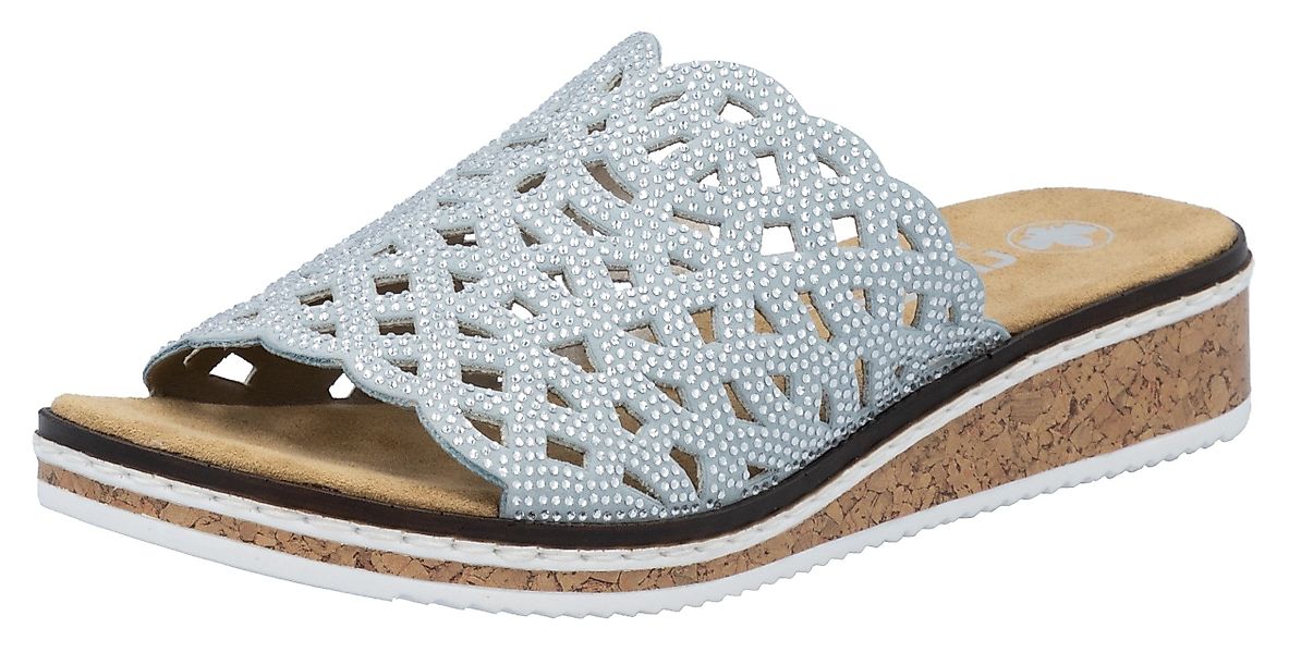 Rieker Pantolette Sommerschuh, Schlappen, Hausschuh, Keilabsatz günstig online kaufen