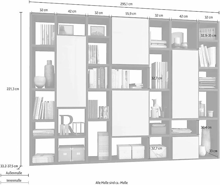 fif möbel Raumteilerregal "TORO 520-3", Breite 295 cm günstig online kaufen