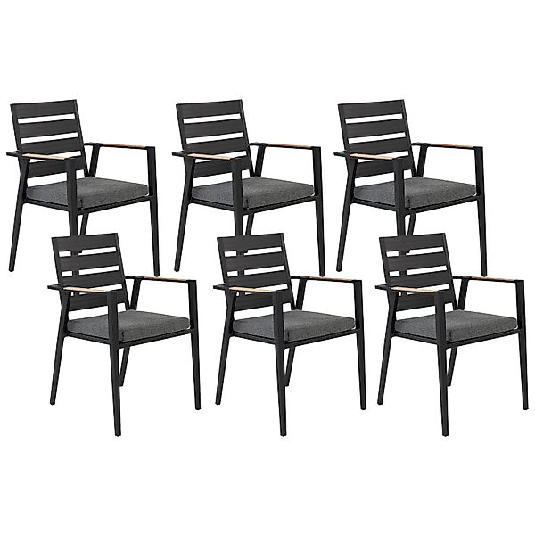 Beliani Gartenstuhl Schwarz Grau Heller Holzfarbton 58x54x86 günstig online kaufen
