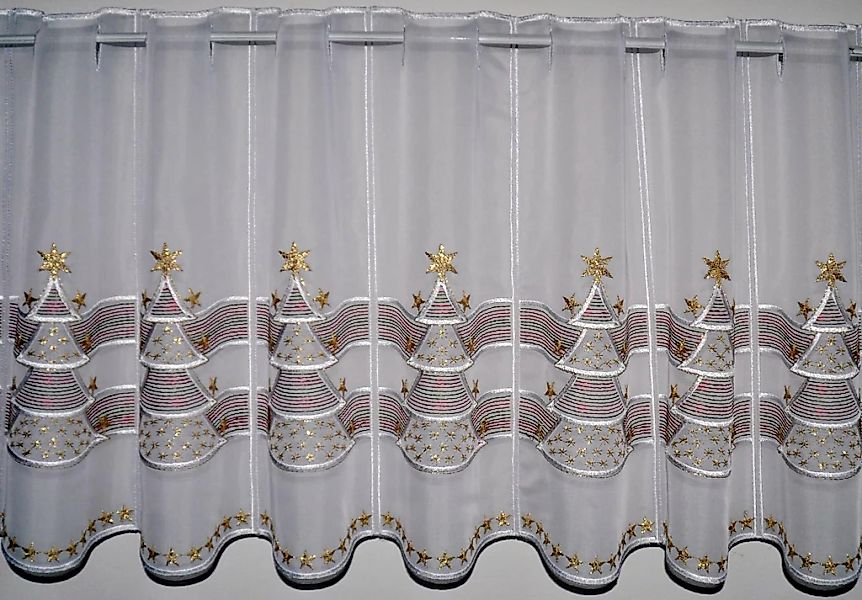 Stickereien Plauen Scheibengardine "Goldtanne" Stangendurchzug 1 tlg. mit e günstig online kaufen