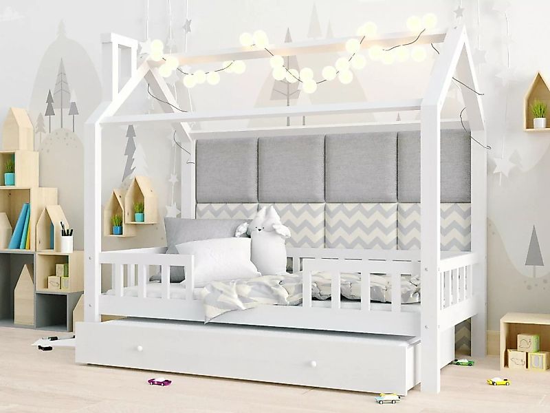 Deine Möbel 24 Hausbett Kinderbett für 2 Kinder ROSI 140x200 Weiß im skandi günstig online kaufen