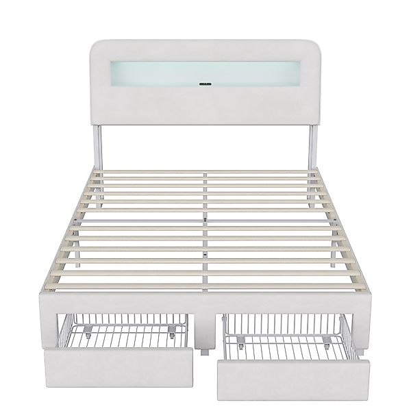 Gdood Polsterbett Stauraumbett Doppelbett LED (1 günstig online kaufen