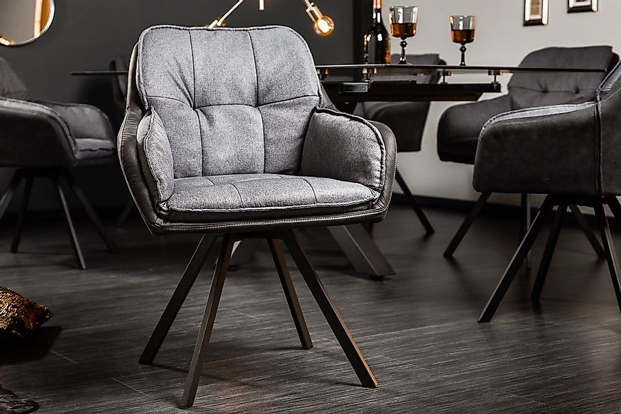 riess-ambiente Armlehnstuhl MR. LOUNGER anthrazit / grau, Esszimmer · Micro günstig online kaufen